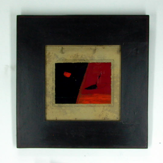Ohne Titel - 1984 - 58,5 cm x 58,5 cm  - mit Holzrahmen - Frankfurt am Main  - Signatur vorderseitig - Mischtechnik auf Glas/Holzrahmen